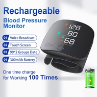 Portable Voice Monitor BP Digital Blood Pressure Monitor Wrist Sphygmomanometer Rechargeable Elderly