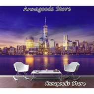 3d New York City Night View Architecture Hudson River Mural Photo Wallpaper Restaurant Bar KTV Wall 