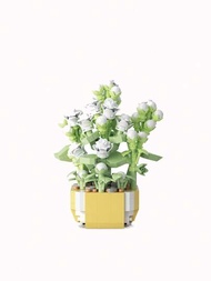 多種塑料盆栽微型積木花卉,包括向日葵和玫瑰 - 趣味盎然 - 適用於居家室內裝飾,新居開張禮品