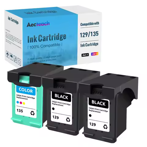 Aecteach Compatible For HP 129 135 Cartridge For HP129 Ink Cartridge For HP Deskjet C4183 5943 6943 