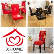XHOME【PH Stock+COD 】Christmas Chair CoverChair seat cover for dining stretchable elastic waterproof furniture seatcovers monoblock elastic chair cover Christmas decorations