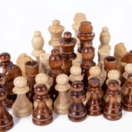 Wooden Chess Pieces Solid Wood Chess Set Brown Wood Tournament Staunton 32 Wood Chessmen Chess Game Kit Replacement