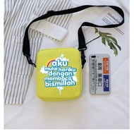 Pvj Children's Koran and School Sling Bag with Muslin Motif Fashion Reading Bismillah Unisex