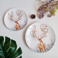 Bone china Raindeer plate Christmas Plate Christmas Plate Deer Motif Dinner Plate Bone China
