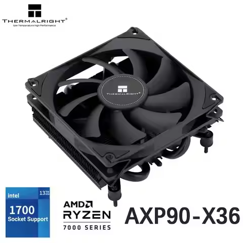 Thermalright AXP-90 X36 Black CPU Air Cooler with Quite 90mm PWM Fan 4 Heat Pipes 36mm Height for AM