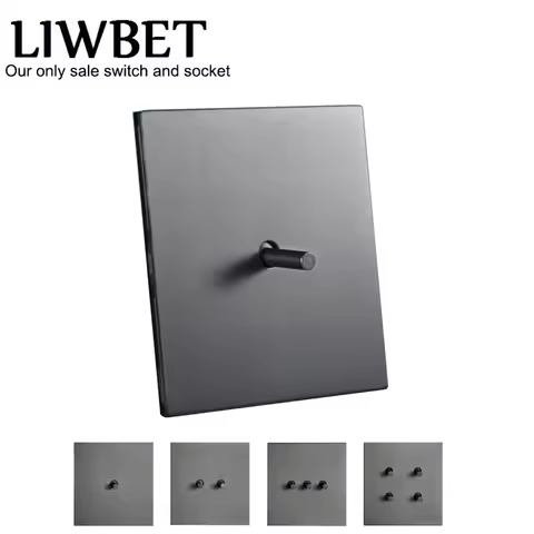 LIWBET Gray Color Toggle Wall Switch And Metal Panel 1 Gang / 2 Gang / 3 Gang / 4 Gang 2 Way Light S