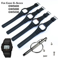 ชุดซิลิโคนสายเรซิ่น + กรณีที่มีเครื่องมือสกรูนาฬิกาเครื่องประดับสำหรับCasio G-SHOCK DW5600 GW5000 GW5030สำหรับผู้ชายและผู้หญิง