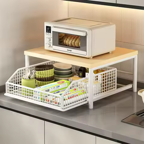 Kitchen Countertop Organizer – Multi-Use Shelf for Microwave, Spices, Coffee Machine & Printer