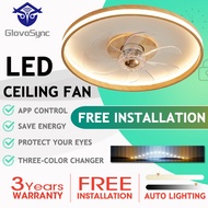 [FREE INSTALLATION] GlovoSync DC Ceiling Fan LED Ceiling Light anti-Flash Frequency (with Tri-Color Light and Remote)