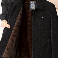 TEMU [ OBM] ชุดพ่อหนุ่มฤดูหนาวใหม่ เสื้อแจ็คเก็ตซิปหนา Chenille บุผ้าฟลีซปกคอสำหรับผู้สูงอายุ เสื้อค