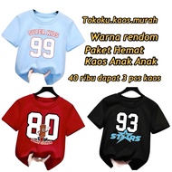 Unisex children's t-shirts for boys and girls with digital print images PACKAGE 3 PCS NUMBERS 99,93,