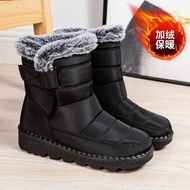 Fur Collar Imitation Rabbit Fur High Tube Warm Ladies Snow Boots Velcro Waterproof Women's Boots Cas