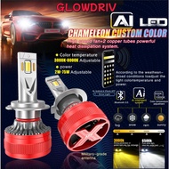 AI LED Headlight Bulbs Mobile APP Control 150W Smart LED Chip High Power for H4 H11 9005 9006 Car Mo