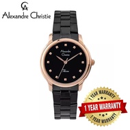 [Official Warranty] Alexandre Christie 2835LHBBRBA Women's Black Dial Stainless Steel Strap Watch