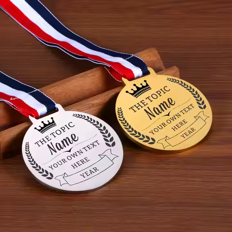Custom Medals for Awards with Neck Ribbons - Personalized Metal Medallions | Custom text or design, 