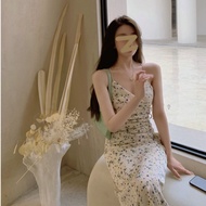 ZUCA} S-Women's Dress Long Skirt Floral Summer Slimmer Look A-Line Sexy Vacation Versatile-G-77