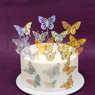 10Pcs Metallic Butterfly Topper Decorations Paper Butterfly Cake Decoration Cake Bouquet Wallpaper