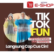 Jas Hujan Ibex Tik Tok Fun - Raincoat Ponco Lengan Original
