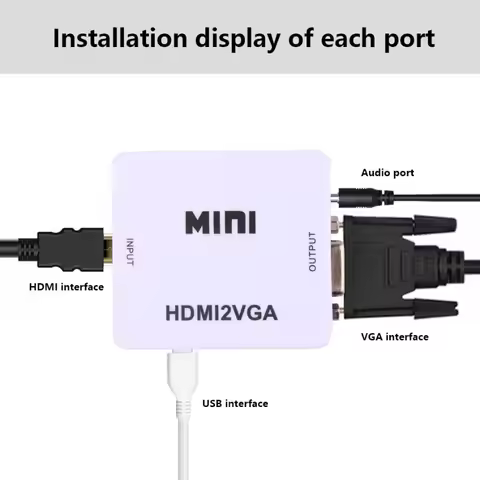 HDMI-Compatible to VGA Converter with Audio HDMI2VGA 1080P VGA to HDMI-Compatible Adapter Connector 