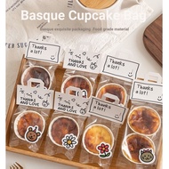 50 Sets Basque Cupcake Packaging Bag Baking Packaging Box Card Head Cupcake Bag Biscuit Packaging Ba