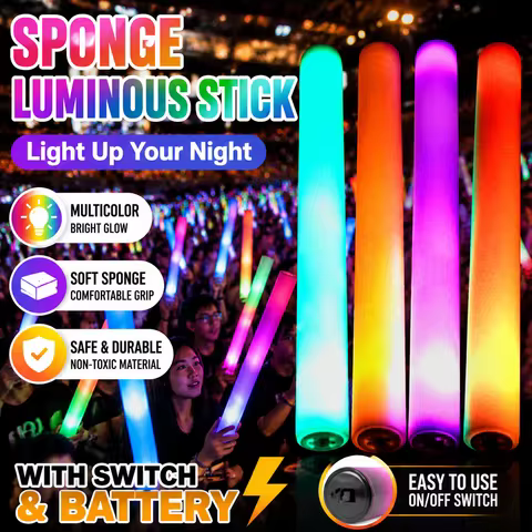 Sponge Luminous Stick Night Light Ying Light Silver Light Colorful Fluorescent Stick Straight Flash 