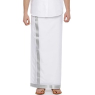 Pure cotton silver border dhoti