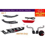 Honda Civic FC Carbon Printing Set (Diffuser+Lips+Exhaust)