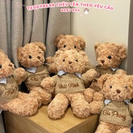 Curly Teddy Bear with Name Embroidered on Demand for Baby and Loved Ones - Piece Meaningful Gift Bab