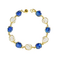 585 Gold Blue Crystal Bracelet | 14K Gold Bracelet | Blue & White Gemstone (Lth: 4.5)