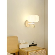床頭壁燈北歐木紋奶油風溫馨南瓜客廳裝飾燈現代簡約高級感過道燈