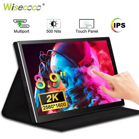 Wisecoco 2k Portable Monitor 8.9 Inch 2560*1600 500Cd/m² LCD Display Touch Screen for Raspberry Pi X