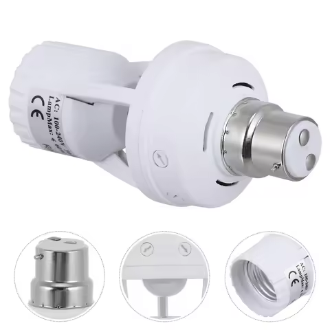 B22 Sensor Lamp Holder Outlet Socket Adapter Bulb Converter with Light LED