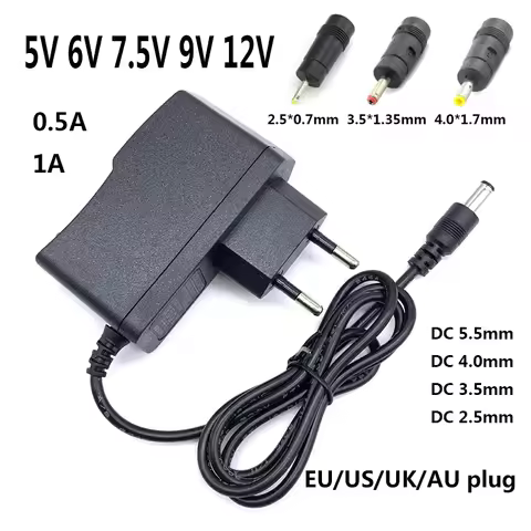 Universal AC DC Adapter 5V 6V 7.5V 9V 12V Power Supply 0.5A 1A 12 Volt Adaptor Switching UK US AU EU