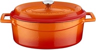 Lava 121LV-O-TC-25-K2-OG Trendy Cast Iron Oval Casserole, 3.2L, Orange