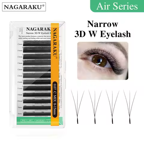 NAGARAKU Narrow 3D W Shape False Eyelash Extensions Premade Volume Fans V Shape Lashes Bloom Mesh Ey