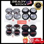 Cap { RAYS } 57MM/58MM Car Wheel Centre Sport Rim For Rays Rim Cap Ada Clip Lock Pin Semua Kereta ng