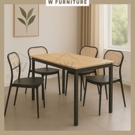 Wfurniture 1+4 Restaurant Dining Set PP Rattan Chair/Dining Table Set/Cafe table/Meja Makan/Meja kaf