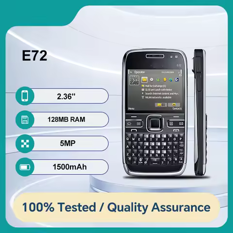 Original Unlocked E72 5MP Camera QWERTY Bluetooth Keyboard Mobile Phone 1500mAh 2G Good Condition