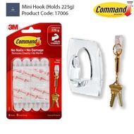 3M Command 17006 Cangkuk Mini / Mini Hooks, 6 Hooks/Pack (Holds 225g) / 3M墙壁挂钩 (225g) / 3M Pengantun