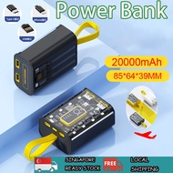 [SG]Power Bank 20000 mAh Mini Powerbank Fast Charging Large-Capacity PowerBank Portable Battery Charger Built-in 3 Cables