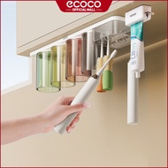 Ecoco Bathroom Cabinet Toothbrush Holder with Cups Self-adhesive Toothbrush Hanger Under Cabinet