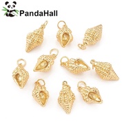 10pcs Brass Pendants with Jump Ring Lead Free & Cadmium Free Conch Charm  golden 18x9x9mm Hole: 3.5m