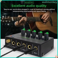 WU Professional Sound Mixer 4 Channel Stereo Mixer Converters Low Noise Sound Mixer 4 Input 1 Output