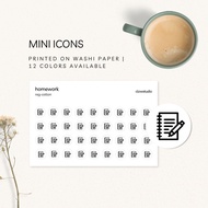 HOMEWORK - Icon Sticker Sheet | Functional Mini Planner Stickers for Students | Mini Icon Stickers