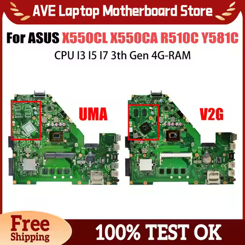 X550CL Mainboard For ASUS X550CA X550CC R510C Y581C X550C Laptop Motherboard CPU I3 I5 I7 3th Gen 4G