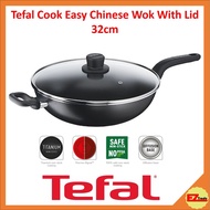 Tefal Cook Easy Chinese Wok Pan, Frying Pan 32cm with lid B50394