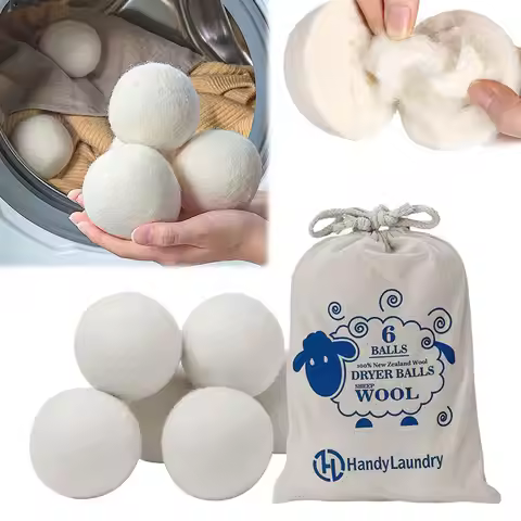 6Pcs Reusable Wool Dryer Balls Clothes Softener Laundry Fleece Dryer Ball Kit Home Clothes Dryer Was