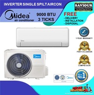 Midea System 1 XtremeSave Inverter Single Split Aircon - FREE Installation &amp; FREE 1 Time Cleaning Service