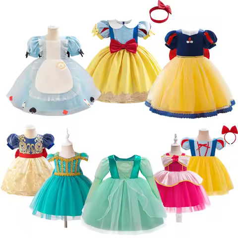 Halloween Baby Girl Snow White Alice Aurora Jasmine Princess COS Costume Kids Fancy Party Clothing H