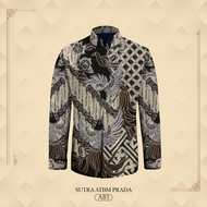 KEMEJA Men's exclusive prada batik long-sleeved shirt made from premium silk atbm, men's prada batik